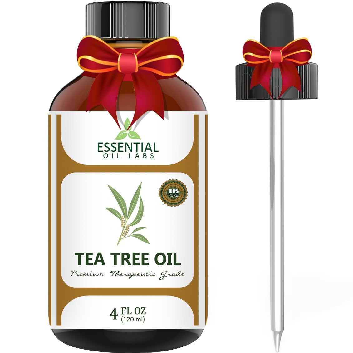 Essential Oil Labs Natural Therapeutic Grade Tea Tree Oil with Glass Dropper