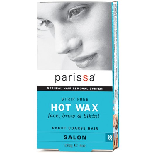 Parissa Natural Hair Removal System Strip Free Hot Wax Face, Brow & Bikini Short Course Hair 4 oz 
