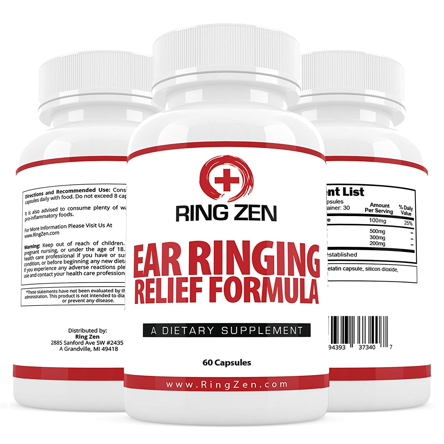 RingZen Natural Tinnitus Relief Supplement, Effective Ear Ringing Help And Support, Stop The Ringing In Ears Formula